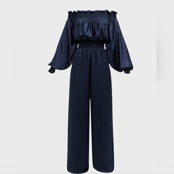 Ramy Brook New York Midnight Blue Off-Shoulder Teagan Jumpsuit - Picture 8 of 14